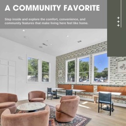 a lounge with tables and chairs